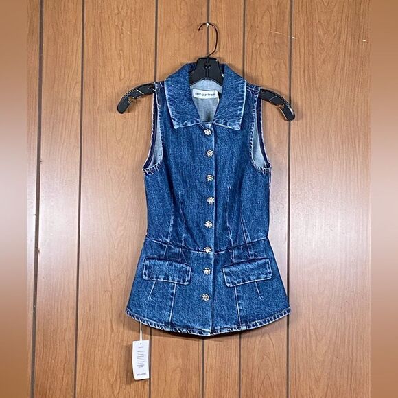 Self-Portrait  Two-Piece Denim Jumpsuit size 2 - Picture 10 of 16